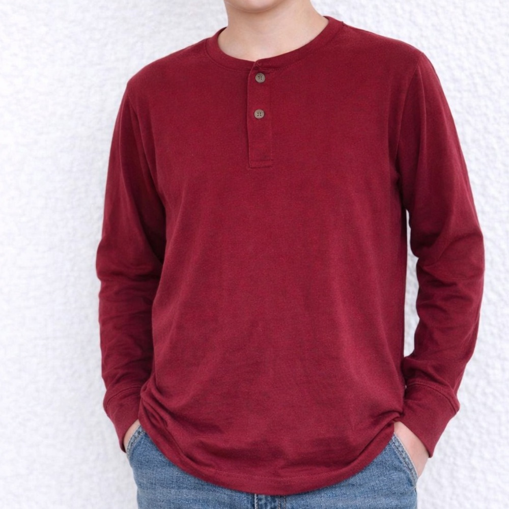 The Children’s Place maroon waffle fabric long sleeve Henley tee size XL